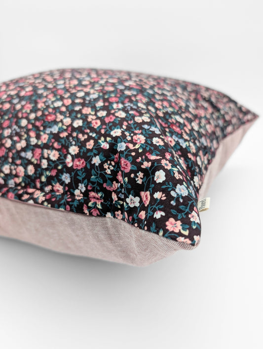 Duo de housses de coussin Fleuri (Brun-Rose) - 20"x20" * SOLDES 40% (vente finale)