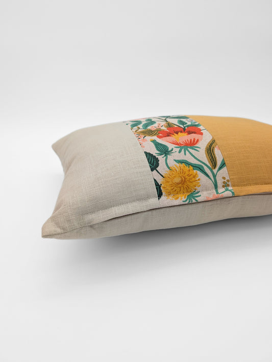 Housse de coussin Coquelicot (Naturel, Lin et Jaune or) - 13"x18"