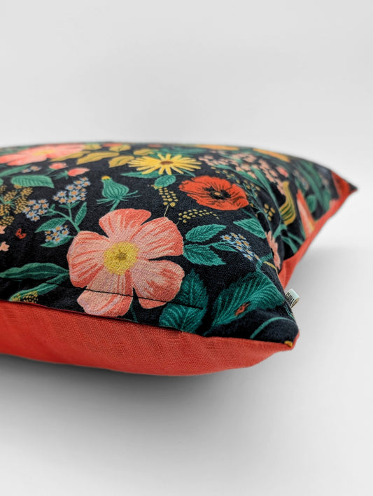 Housse de coussin Coquelicot (Noir et Tangerine) - 13"x18" et 18"x18"