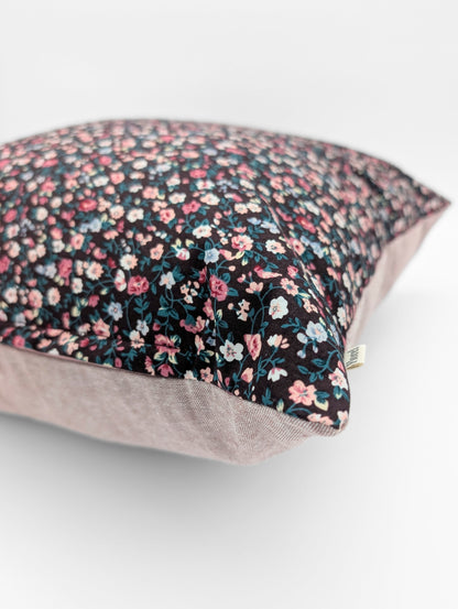 Duo de housses de coussin Fleuri (Brun-Rose) - 20"x20" * SOLDES 40% (vente finale)