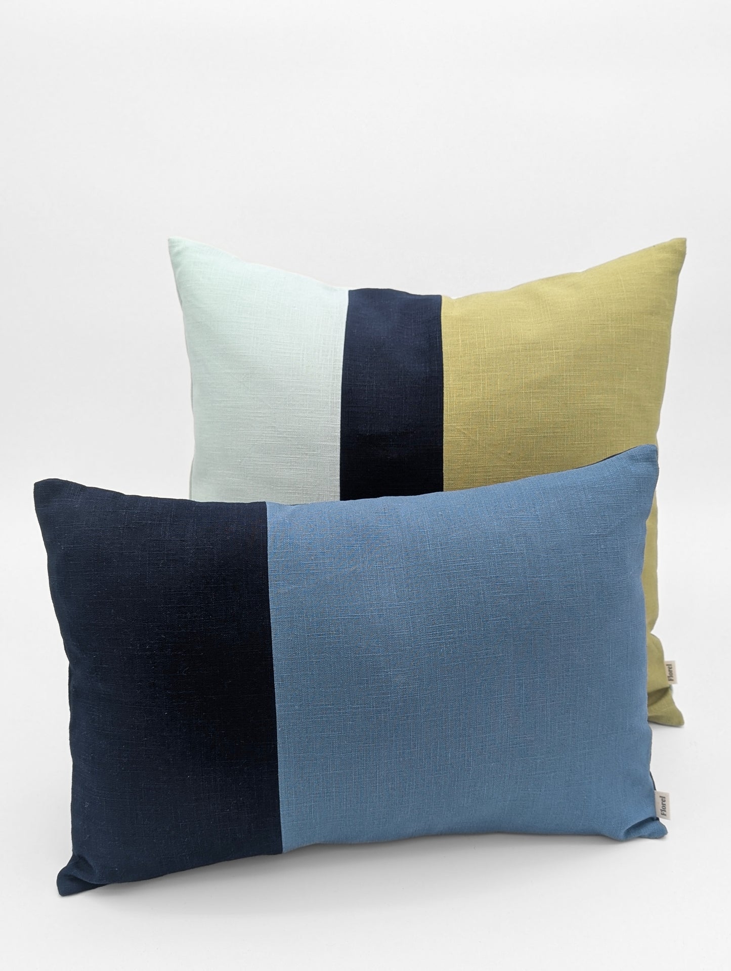 Housse de coussin PUR LIN - 18"x18" - Modèle C (tricolore) * SUR-MESURE