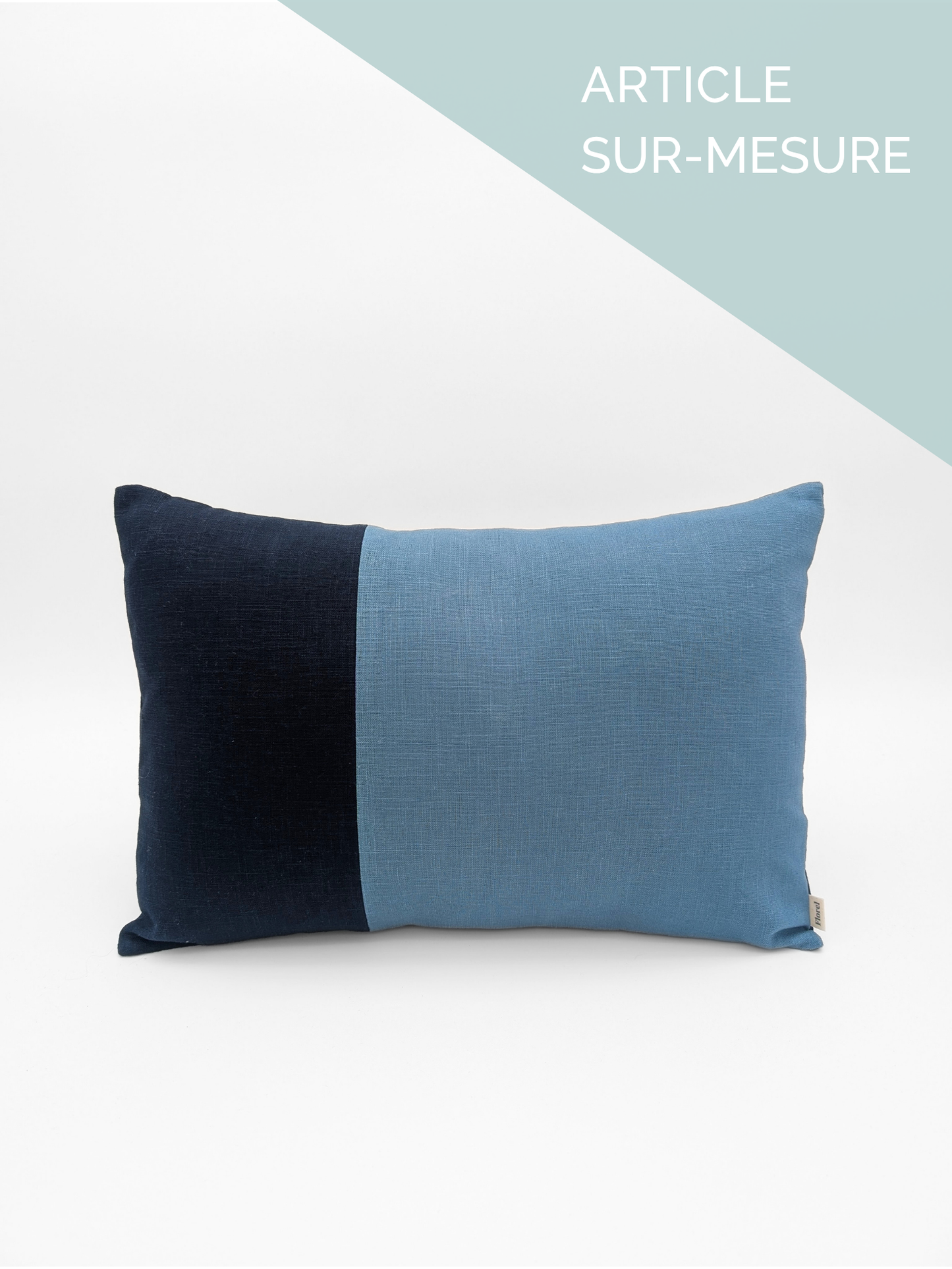 Housse de coussin PUR LIN - 13"x18" - Modèle B (bicolore) * SUR-MESURE