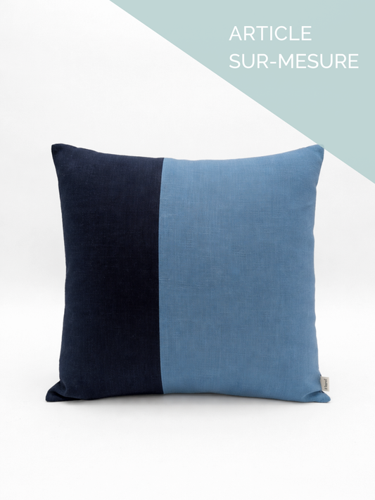 Housse de coussin PUR LIN - 18"x18" - Modèle B (bicolore) * SUR-MESURE