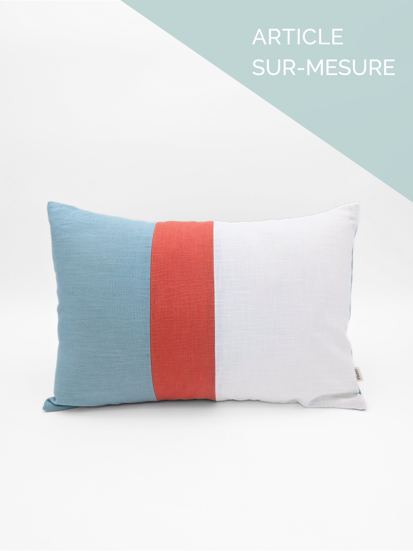 Housse de coussin PUR LIN - 13"x18" - Modèle C (tricolore) * SUR-MESURE