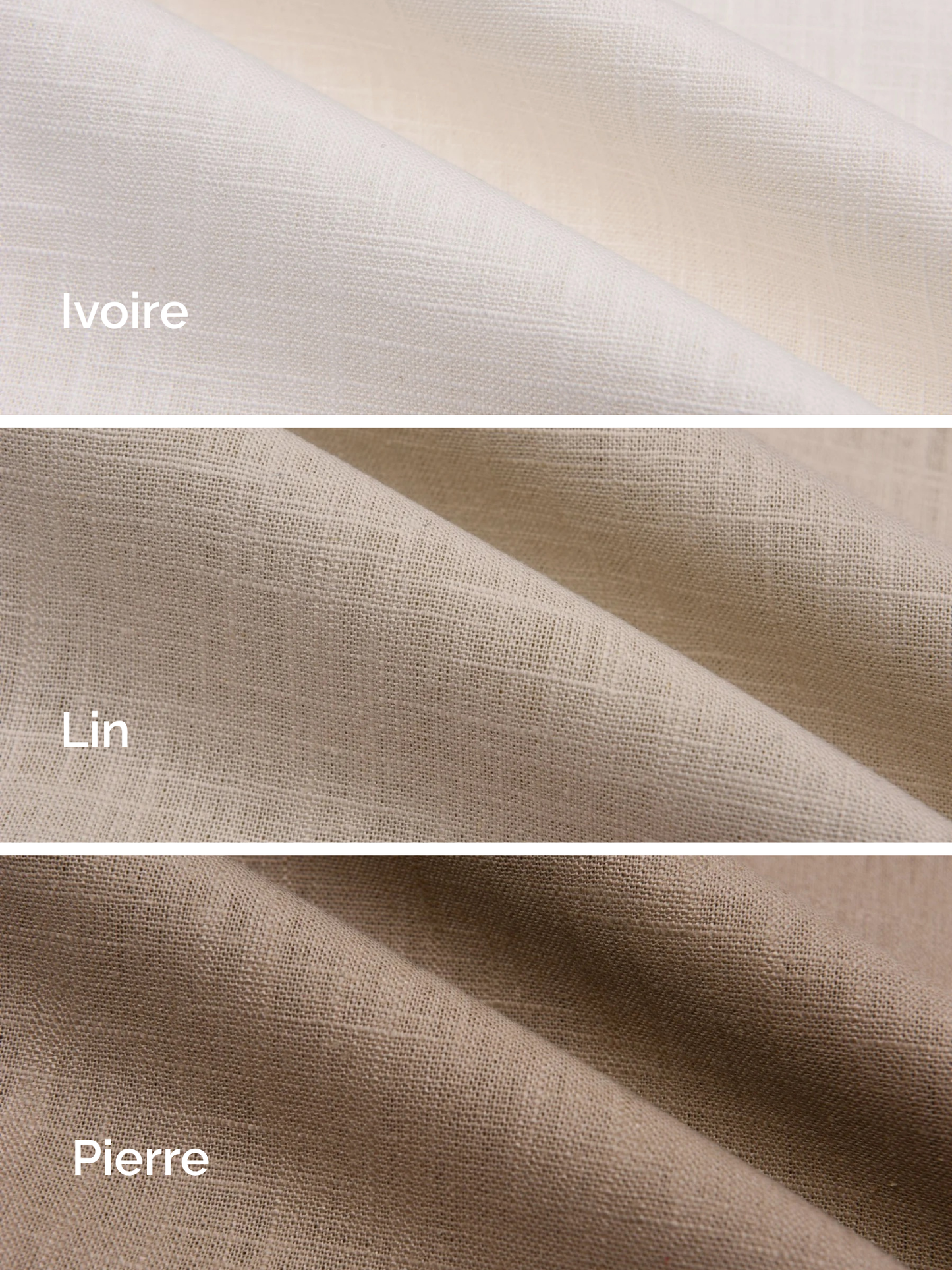 Housse de coussin PUR LIN - 18"x18" - Modèle C (tricolore) * SUR-MESURE